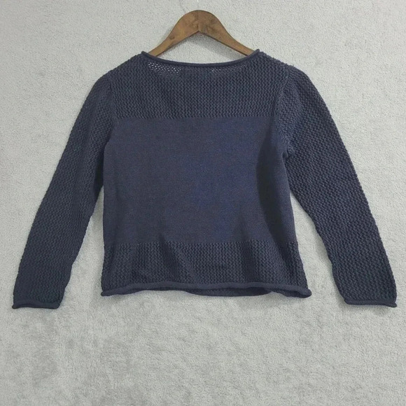 Norton Studio PM American Flag Sweater Navy Ramie Cotton Womens PM 9PT - Picture 2 of 9